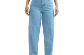 Women Blue Barrel Fit High Rise Jeans