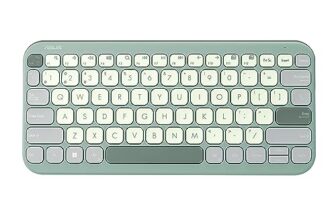 ASUS Marshmallow KW100 Keyboard, Supports Up to 3 Devices, 1.6mm Key Travel, Scissor Keys, Compact & Lightweight Keyboard (Color – Green Tea Latte)