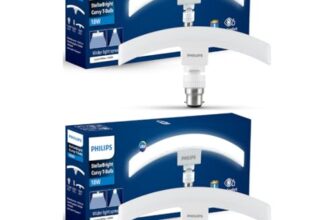 Philips 18 Watts Stellar Bright Curvy LED T-Bulb Base B22,Crystal White (Pack of 2)