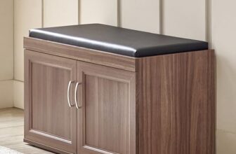 Home Centre | Helios Alton Shoe Cabinet | 12 Pairs, Cushioned Seat | Engineered Wood | Walnut | 1 Year Warranty