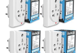 Sturlite Konvert Multiplug| 6-16 Amp| 2-Pin & 3-Pin Socket| Universal AC Travel Adapter| Premium Polycarbonate Body Socket| Compact Converter Plug for Travel, Home & Office Use – Pack of 4