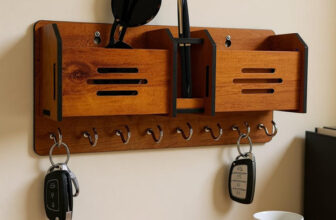 SK PARO Wood Key holder/key hanger/2box mobile stand/pen stand Wood Key Holder(8 Hooks, Brown)