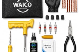 WAICO 13 in 1 Tubeless Tyre Puncture Kit | Reamer, Probe,10-Rubber Strips, Gloves, Plier, Knife, Sloution, Chalk, Spray Bottle, Storage Bag, | Emergency Flat Tire Repair Tools for Car, Bike, & SUVs