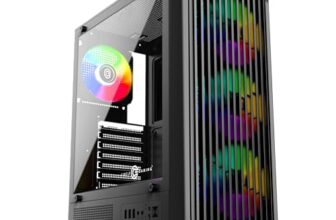Circle Amazer X1 Mid- Tower Computer Case | Gaming Cabinet – Black| Support ATX, M-ATX, ITX | Pre- Installed 3 x 120mm Front and 1 x 120mm Rear ARGB Mirror Fans