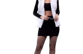 KOTTY Women’s Solid Sleeveless Ice White Zipper Puffer Jacket (White,L)-KTTFKPUFFERJACKET162L