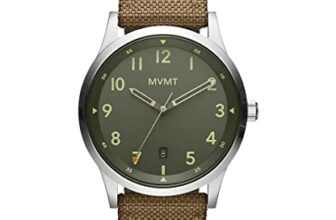 MVMT Mens Analog Green Dial Brown Band Leather Watch