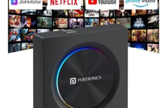Portronics Tune Prime CarPlay & Android Auto Adapter, Stream YouTube, Netflix, JioHotstar on Car Screen, Converts Wired to Wireless, Qualcomm Octacore Snapdragon, Built-in GPS, 4G SIM Slot, 4GB + 64GB