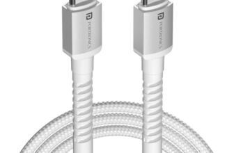 Portronics Konnect X 60W Type C to Type C Unbreakable Nylon Braided Cable, 1M Fast Charging Cable for iPhone 15 series, iPad, Samsung Galaxy & other Type C Devices(White)