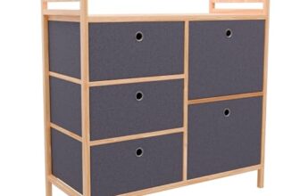Lifelong Multipurpose Storage 5-Drawer Table Closet| Kitchen and Bedroom Drawer Organizer | Large Fabric Drawers, Shelves with Wooden Frame, Ideal for Clothes| Home & Office Organization