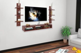 ERAWUD Riano Wall Mount TV Entertainment Unit | with Set Top Box Stand and Wall Shelf Display Rack for Living Room Classic Walnut (Ideal for up to 32″) Screen