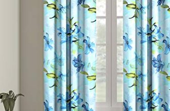 Cortina Floral Light-Filtering Polyester Curtains 5 feet Long Set of 1 for Window [ Opacity: 50-60%, Color: Blue, Printed Curtain -130 GSM ]