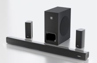 Govo Gosurround 945 Pro Home Theatre Soundbar, 260W, 5.1 Channel, with Subwoofer and Satellite Speakers, Bluetooth 5.3, HDMI ARC, AUX, USB (Platinum Black)