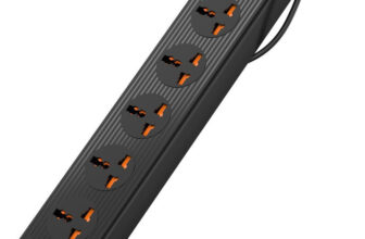 Portronics Power Plate 6 2500W with 4 Port + 5  Socket Extension Boards(Black, 3 m, With USB Port)