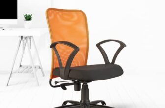 CELLBELL C83 Ergonomic Mesh Mid Back Office Chair for Home & Office | Height Adjustable Revolving Computer & Study Chair with Breathable Backrest, Metal Base, Lumbar Support & Swivel Wheels (Orange)