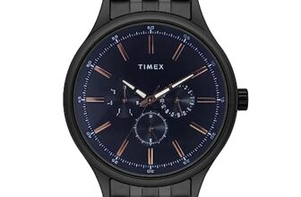 TIMEX Analog Watch for man with Black Round Dial & Black Stainless Steel Bracelet Band Water Resistant Men’s Wrist Watches – TWEG184SMU11