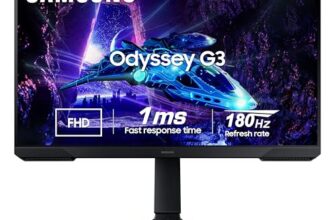 Samsung 27″ (68.5cm) Odyssey G3 Gaming Monitor|FHD 1920 X 1080|180Hz|1ms(MPRT)|AMD Freesync|Ports-DP,HDMI|DP Cable|16.7 Million Colors|Height-Tilt-Pivot Adjustable Stand|Bezeless|LS27DG300EWXXL|Black