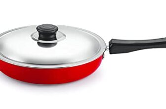 NIRLON Aluminium Non Stick Gas Friendly Frying Pan with Stainless Steel Lid-28cm, 3.2 Litre (Red)