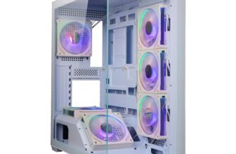 Zebronics Premium Gaming Case, Mid-Tower, EATX, ATX, Upto 360mm AIO Support, 6 ARGB Fans with 2 Reverse Blade Fans, Type-C, USB 3.0, Vertical GPU, Magnetic Dust Filter (Xenocore, White)
