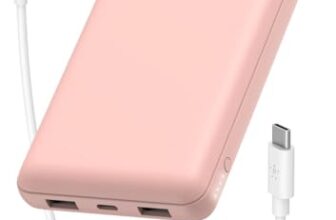 Belkin 10000 mAh Slim Power Bank with 1 USB-C and 2 USB-A Ports to Charge 3 Devices Simultaneously with up to 15W for iPhones, Android Phones, Smart Watches, Apple AirPods – Rose Gold