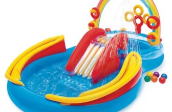 Intex Inflatable Rainbow Ring Water Play Centre, Multi Color