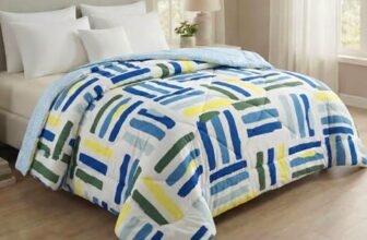 VAS COLLECTIONS Cloud Cotton Reversible AC Comforter for Double Bed | Super Soft 220 GSM Quilt/Duvet/Dohar | Lightweight All-Season Comforter | 88 x 90 Inches (1 Piece) (Blue, White, Yellow)