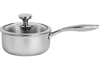 NIRLON Platinum Tri-ply Stainless Steel Induction Base Sauce Pan, Tea Pan, Milk Pan, Tapeli Patila, Sauce Pot Cookware with Glass Lid – 2.2 Ltr