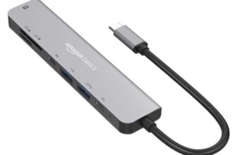 Amazon Basics 7-in-1 USB C HUB to 4K HDMI Multiport Adapter Compatible for USB C Laptops and Other Type C Devices MacBook Pro M1 M2,(4K HDMI USB3.0 SD/TF Card Reader 85W PD Data)