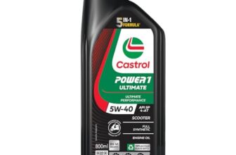 Castrol POWER1 Ultimate Scooter 5W-40 Fully Synthetic Engine Oil (API SP) | Smooth Acceleration, Engine Protection & Better Fuel Efficiency | For Automatic Scooters | 0.8L
