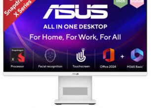 ASUS AiO V400 Series,VM441QA-TWAP001WS,Touch screen, MSO 2024 + M365 Basic*, Snapdragon X (16 GB LPDDR5/Windows 11 Home/23.8 Inch Screen/VM441QA-TWAP001WS)(White)