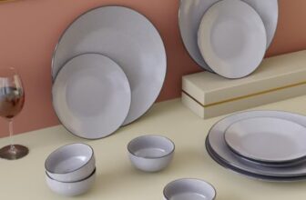 The Earth Store Premium Glossy Grey Marble 12 Piece Serving for 4, Microwave and Dishwasher Safe Plates & Bowls, Bone-Ash Free, Crockery Set for Dining and Gifting