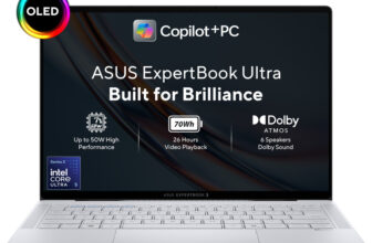 ASUS ExpertBook Ultra Copilot+ PC Intel Core Ultra 5 Series 3 325H – (16 GB/512 GB SSD/Windows 11 Home) B9406CAA-TG1334WS Thin and Light Laptop(14 inch, Morn Grey, 0.99 kg, With MS Office)