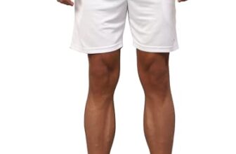 Vector X OMS-158 Mens Solid Pattern Regular Dry Fit Athletic, Running, Gym, Outdoor, Workout Training Light Weight Sports Active Shorts (White, L)