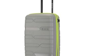 Nasher Miles Cannes Hard-Sided Polypropylene Cabin Luggage 20 inch | 55cm | 8 Wheels Small Trolley Bag for Travel | Suitcase (Grey Neon Green)