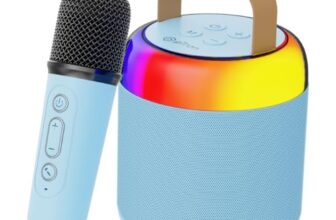 pTron Newly Launched Fusion Bliss 16W Bluetooth Speaker with Wireless Karaoke Mic, 6Hrs Playtime, Vibrant RGB Lights, Voice Effects, Multi-Play Modes BT5.3/TF Card & Type-C Charging Port (Blue)