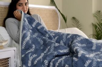 Home Stylish Luxury Ultrasonic Punch AC Comforter Blanket – Quilted Microfiber Floral Pattern, Lightweight Breathable Hypoallergenic All‑Season Blanket for Bedroom, Travel (228×228 Cm) Blue Grey