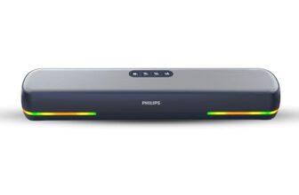 Philips TAB4120BL/94 Wireless Bluetooth Soundbar, 20W, 8H Playtime, Bluetooth 5.1, TWS Mode, RGB Light, LED Indicator, Built-in Mic, Voice Assistant, AUX/USB/TF Card Input, USB-C Charging (Sky Blue)