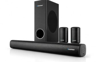 Blaupunkt SBW Chicago HT5.1 Soundbar with Wired Subwoofer & Satellites, Bluetooth, HDMI, Optical, USB, AUX, DSP Sound, Remote Control for Room Home Theater (Black)
