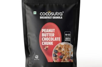 COCOSUTRA Peanut Butter Chocolate Chunk Breakfast Granola 1 kg | 100% Natural, Vegan & Gluten Free | High Protein Cereal with Oats, Nuts, Seeds and Dry Fruits | Lightly sweetened with Jaggery