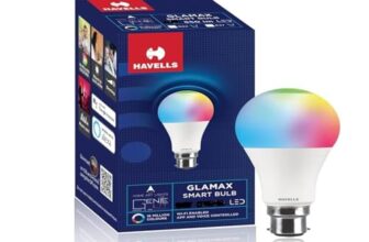 Havells Glamax 12W B22 WiFi LED Smart Bulb with Music Sync Function, Compatible with Amazon Alexa and Google Assistant (16M Colours)