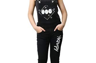 FNOCKS Girls Casual WEAR Slim FIT Trendy Blue Denim Dungaree Capri (Black, 5-6 Years)