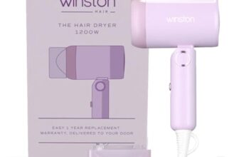 WINSTON Ionic Foldable Hair Dryer – 1200W | Compact, Foldable, and Damage-Free Drying Blow Dryer with Low Noise & Overheat Protection – 1 Year Warranty (Purple)