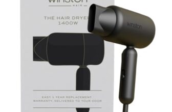 WINSTON Ionic Foldable Hair Dryer – 1400W | Compact, Foldable, and Damage-Free Drying Blow Dryer with Low Noise & Overheat Protection – 1 Year Warranty (Grey)