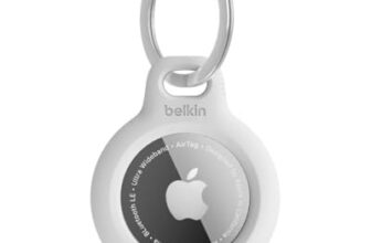 Belkin AirTag Case Secure Holder with Key Chain for Apple Air Tag Protective Cover with Advance Scratch Resistance – White Colour (F8W973)