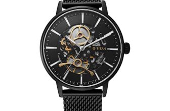 Titan Mechanical Slimline Black Dial Watch for Men-NS90159NM01