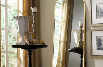 ARTMENT Vista Frame Floor Mirror Gold Arched (155 X 45 CM) Decorative Mirror(Semi Curved Finish : Powder-Coated Finish)