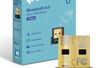 TP-Link UB600 USB Bluetooth 6.0 Adapter for Desktop & Laptop PCs, Nano Wireless Bluetooth Receiver, Supports Windows 11/10/8.1/7, Headsets, Speakers, Printers & Controllers