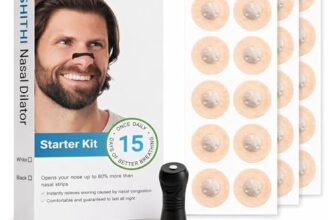 SHITHI (15 Tabs) Nose Strips for Breathing | Anti Snoring Nasal Dilator | Nasal Strips Alternative for Blocked Nose Relief, Sleep & Cold | Better Airflow Nose Breathing Strips Kit with Applicator