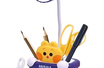 Toyshine Table Lamp Desk Lamp Rechargeable with Pen Holder & Sharpener, Study Desk Light for Study Room Home Office- Blue