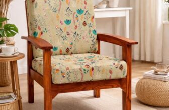 STITCHNEST ‘Contour Fit Series’ Stretchable Printed Wooden Sofa Cover (Pack of 2) – Elastic Wooden Chair Cover | Wooden Sofa Seat Cover | Size – 20-21 x 20-21 x 3-5 in