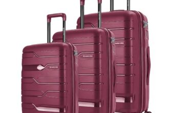 Nasher Miles Polypropylene Spinner Paris Hard-Sided Luggage Set of 3 | 55cm, 65cm & 75cm | 8 Wheels Small, Medium & Large Trolley Bag for Travel | Suitcase (Maroon)